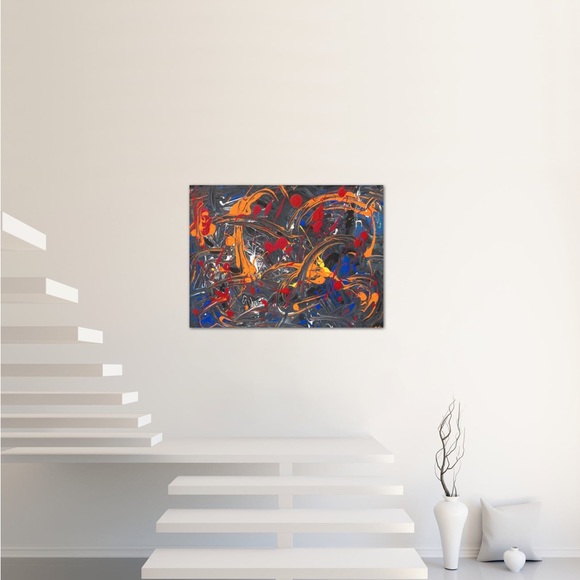 Fireworks, abstract original, medium size, wall art, original design painting - Picture 1 of 6